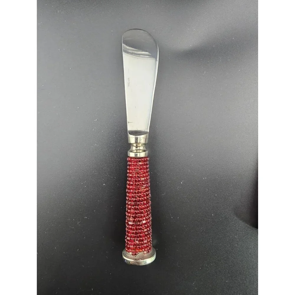 Vintage Pottery Barn Red Beaded Spreader and Fork